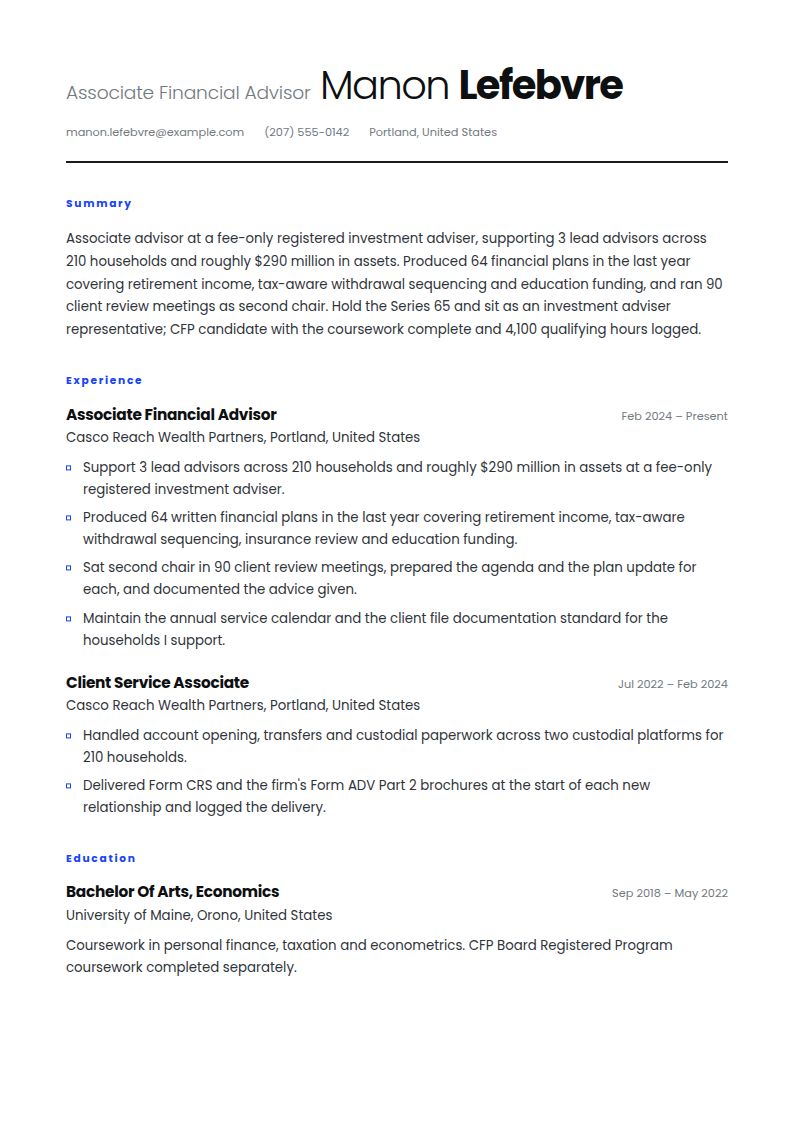 Financial Advisor Resume Examples & Templates