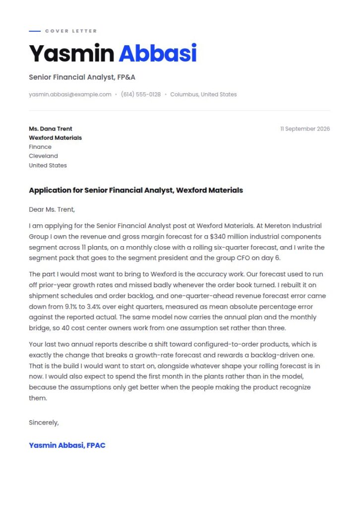 Financial Analyst Cover Letter Examples & Templates