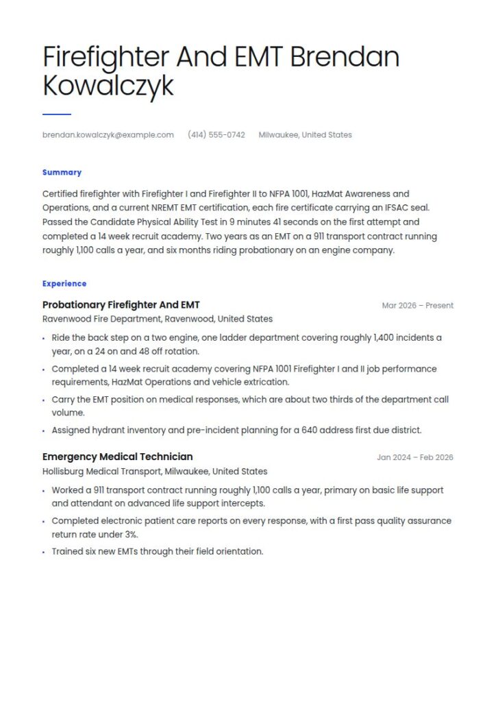 Firefighter Resume Examples & Templates