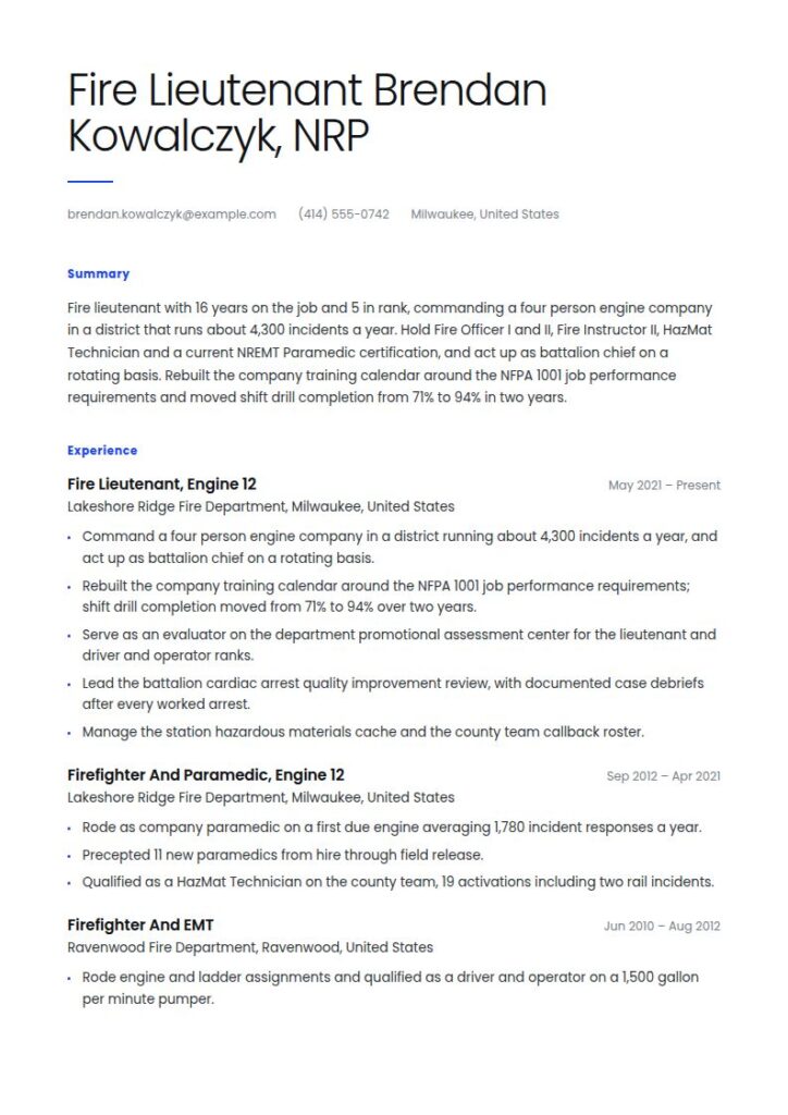 Firefighter Resume Examples & Templates