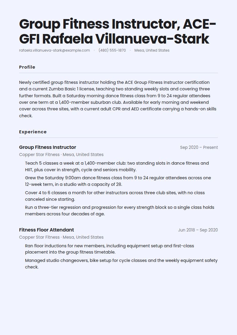 Fitness Instructor Resume Examples & Templates
