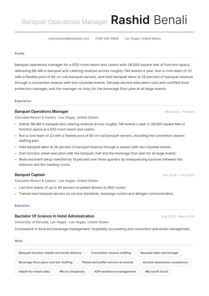 Food and Beverage Director Resume Examples & Templates