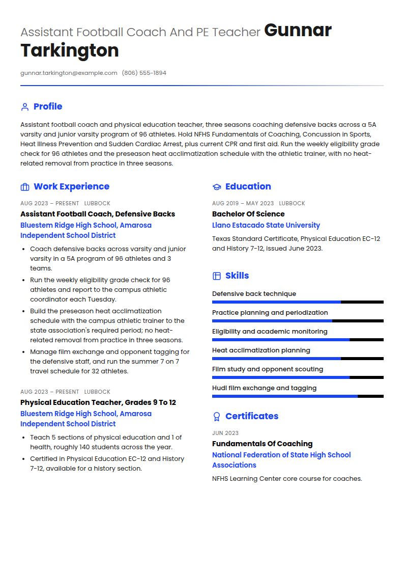 Football Coach Resume Examples & Templates