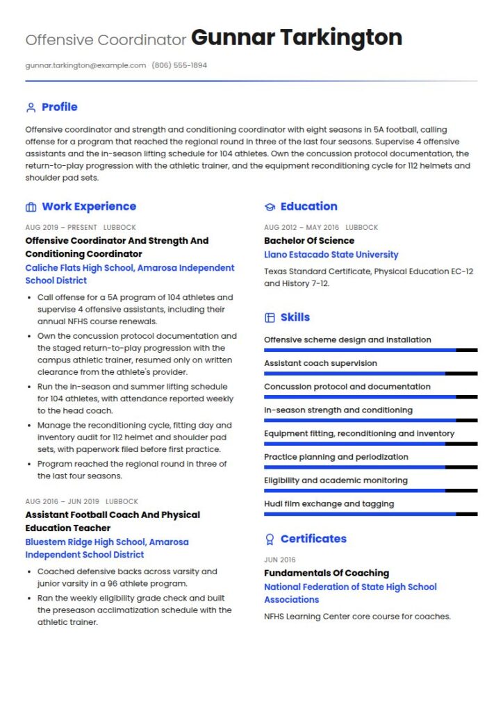 Football Coach Resume Examples & Templates