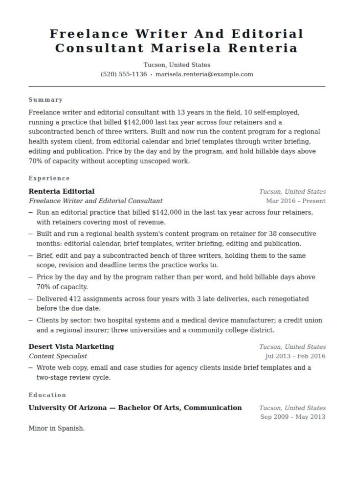 Freelance Writer Resume Examples & Templates
