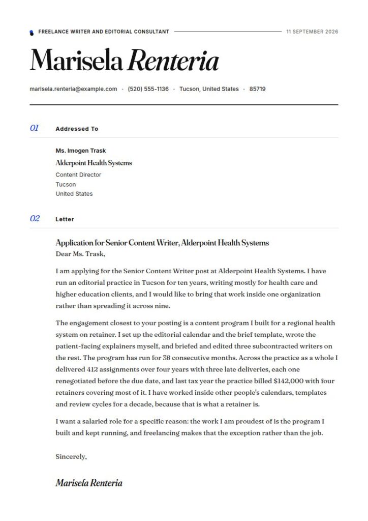 Freelance Writer Cover Letter Examples & Templates
