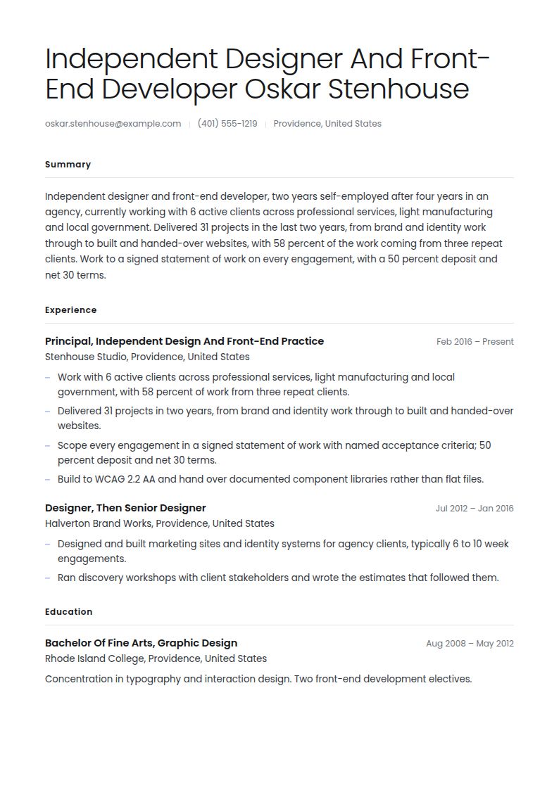 Freelancer Resume Examples & Templates