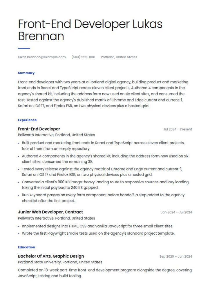 Front-End Developer Resume Examples & Templates