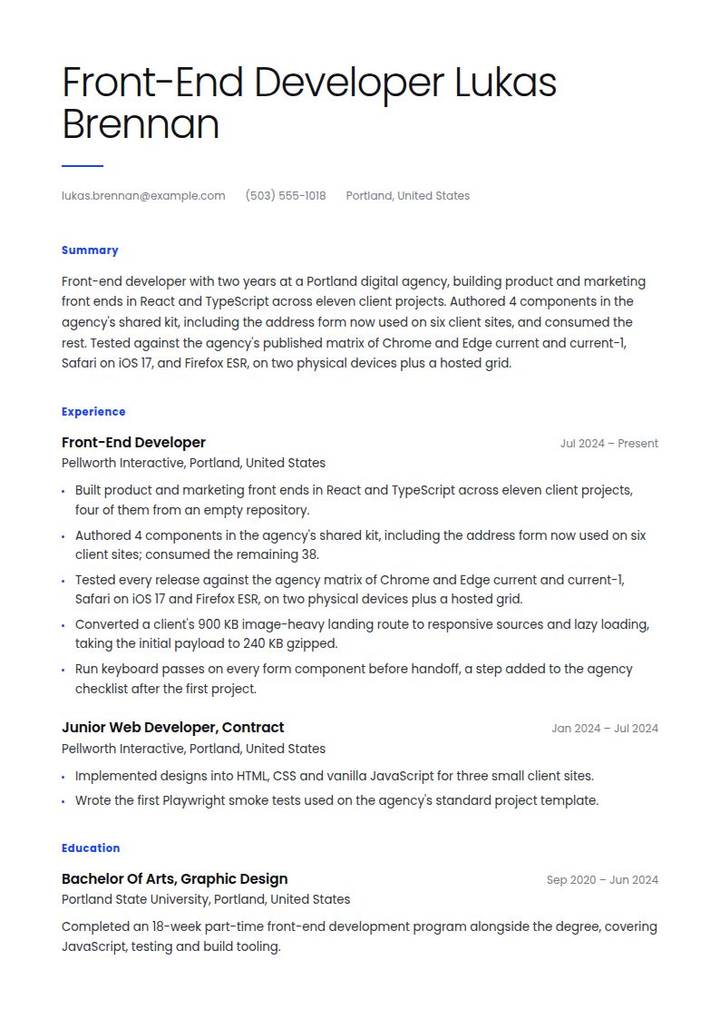 Front-End Developer Resume Examples & Templates