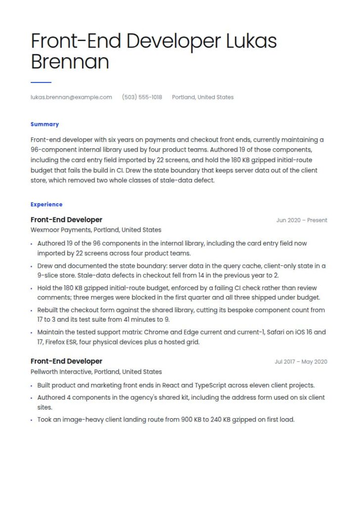 Front-End Developer Resume Examples & Templates