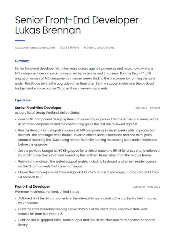 Front-End Developer Resume Examples & Templates