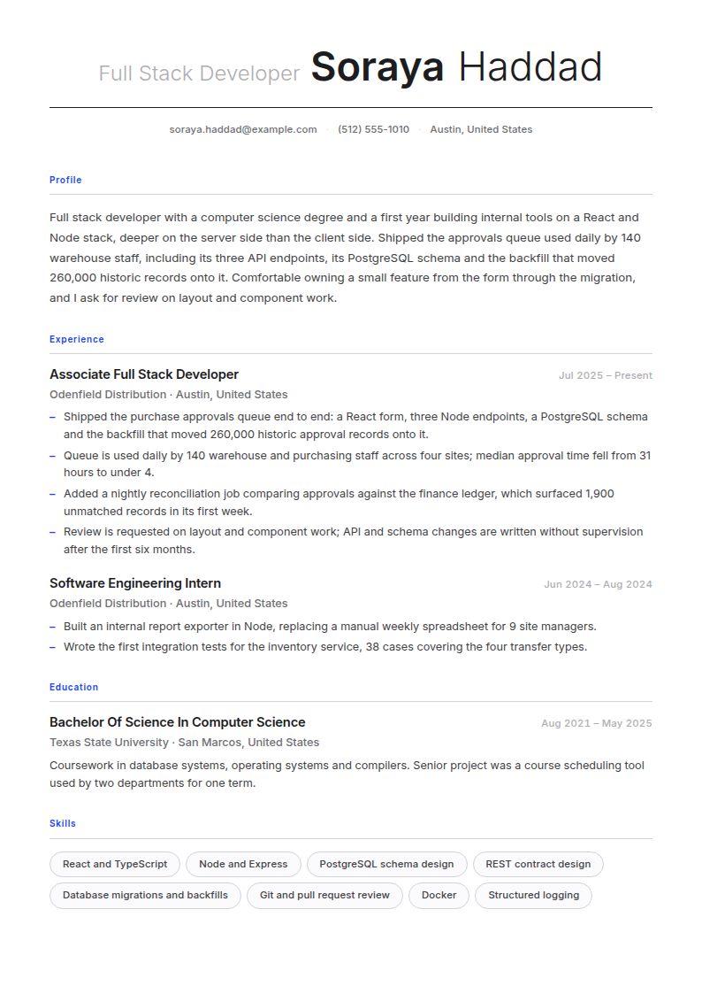 Full Stack Developer Resume Examples & Templates