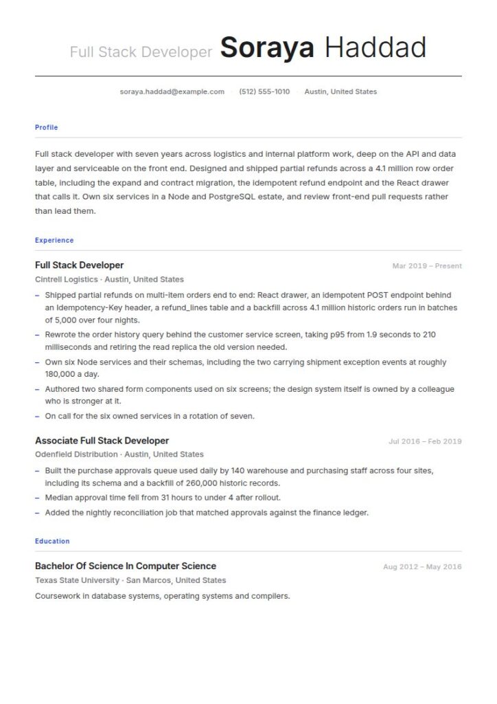 Full Stack Developer Resume Examples & Templates