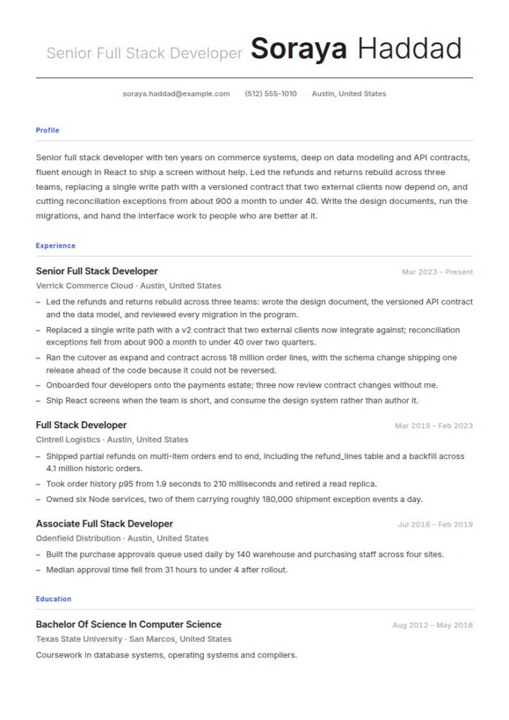 Full Stack Developer Resume Examples & Templates