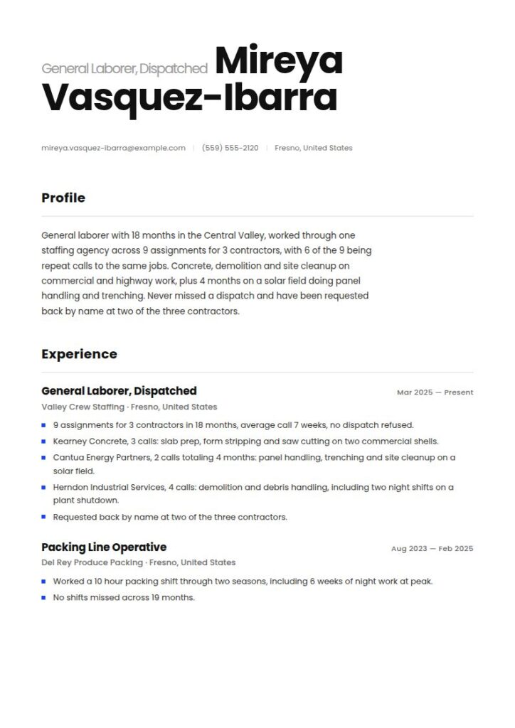 General Laborer Resume Examples & Templates