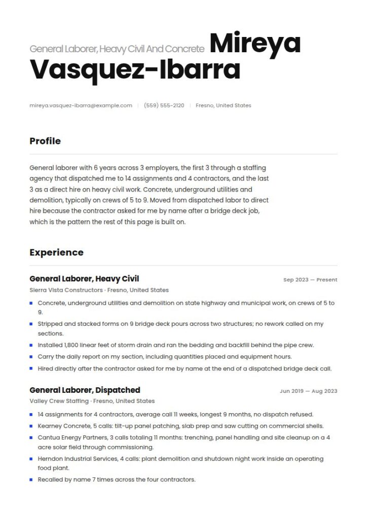 General Laborer Resume Examples & Templates