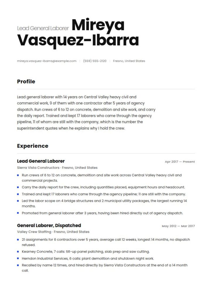 General Laborer Resume Examples & Templates