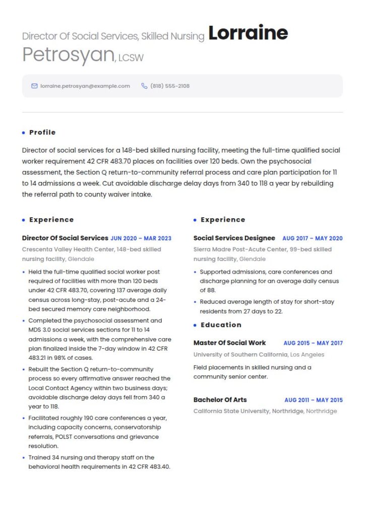 Geriatric Social Worker Resume Examples & Templates