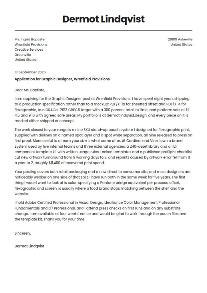 Graphic Designer Cover Letter Examples & Templates