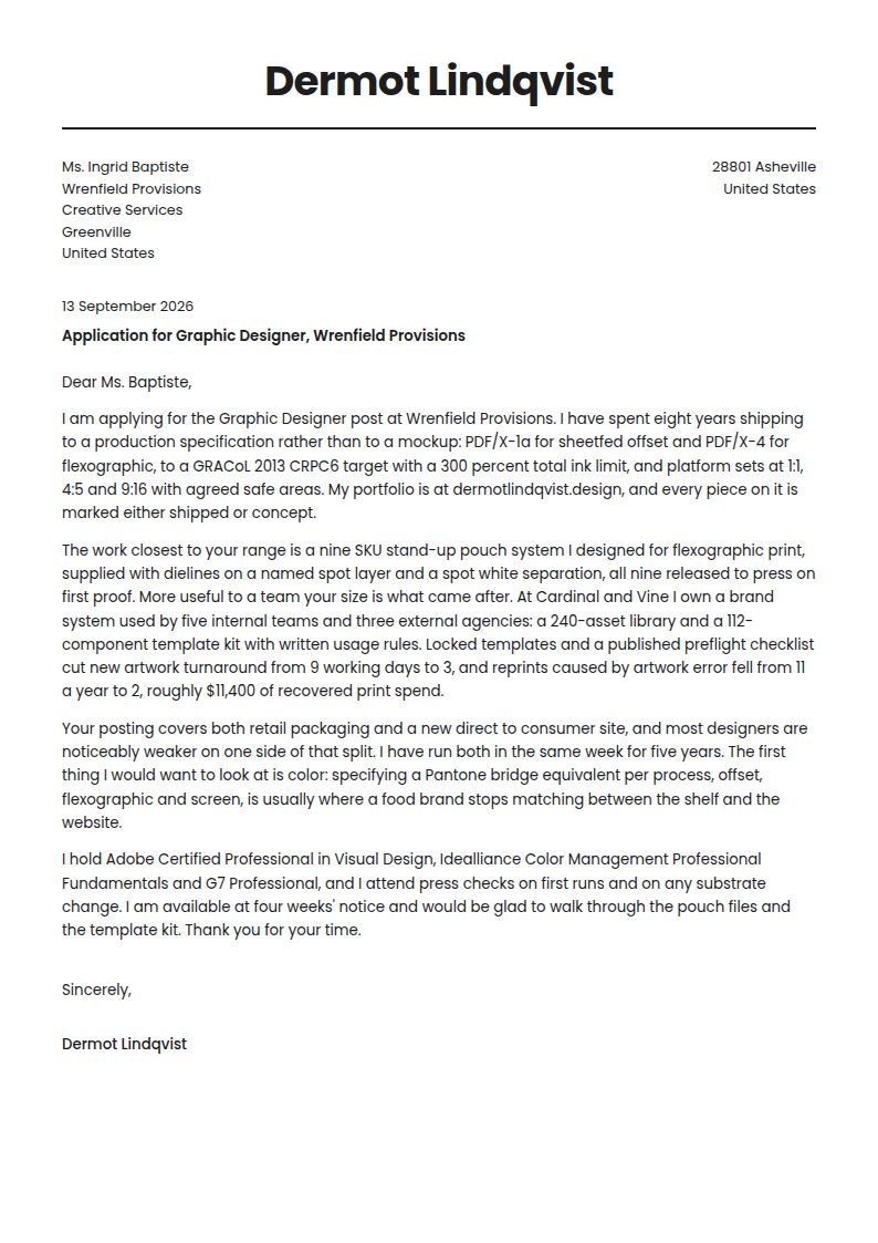 Graphic Designer Cover Letter Examples & Templates