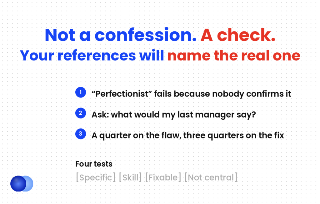 A greatest weakness interview answer is a consistency check against your references