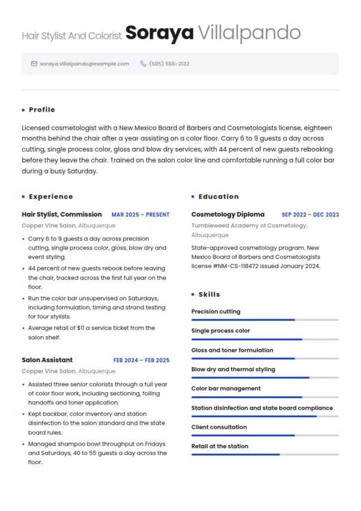 Hair Stylist Resume Examples & Templates