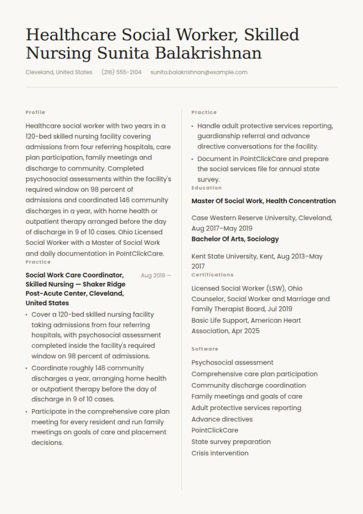 Healthcare Social Worker Resume Examples & Templates