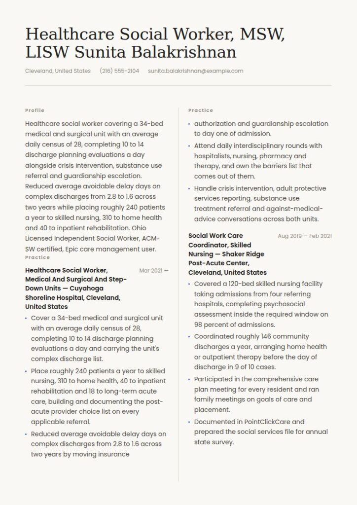 Healthcare Social Worker Resume Examples & Templates