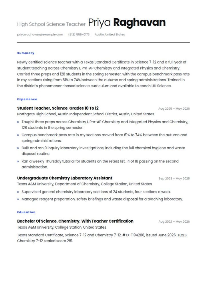 High School Teacher Resume Examples & Templates