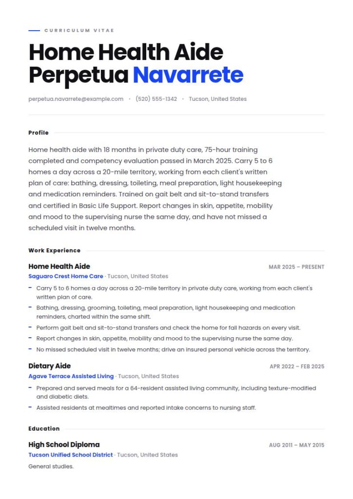 Home Health Aide Resume Examples & Templates