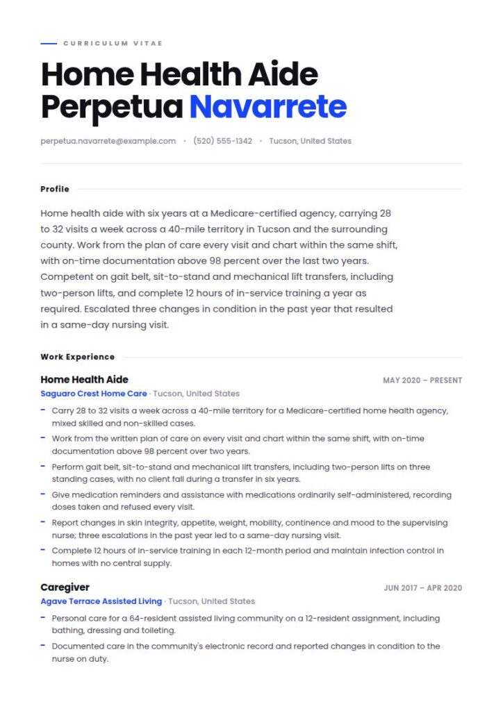 Home Health Aide Resume Examples & Templates