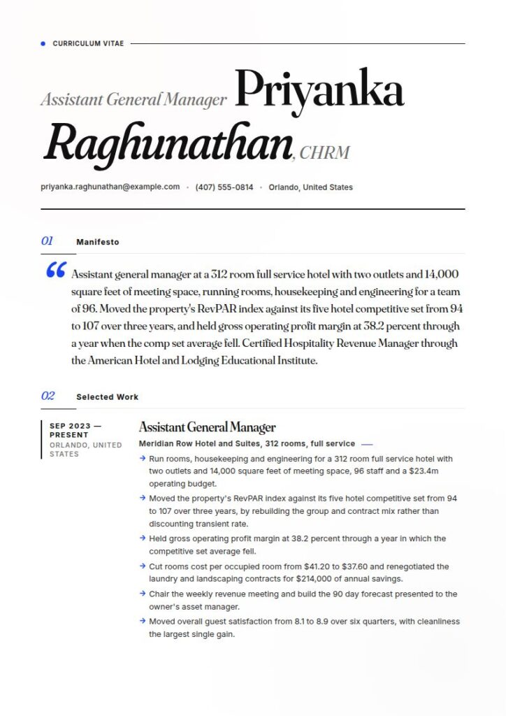 Hotel Management Resume Examples & Templates