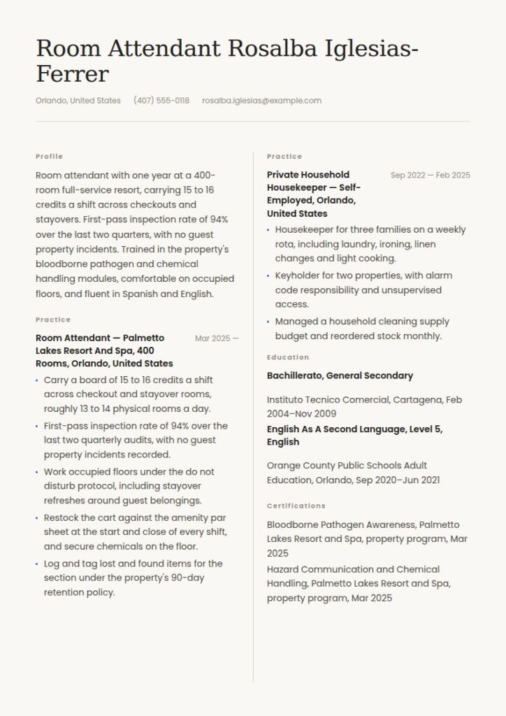 Housekeeping Resume Examples & Templates