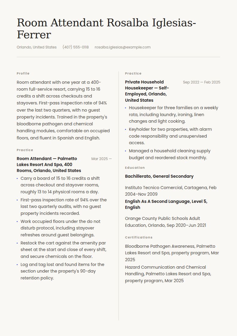 Housekeeping Resume Examples & Templates
