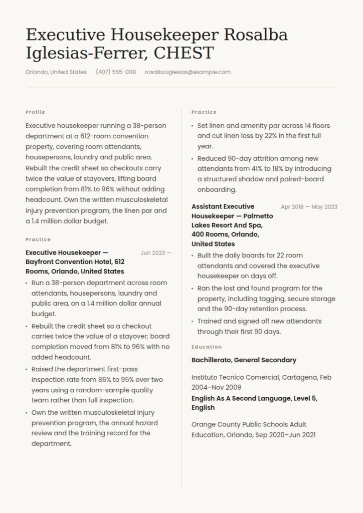 Housekeeping Resume Examples & Templates