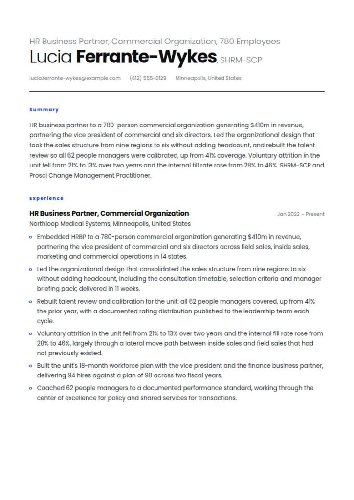 HR Business Partner Resume Examples & Templates