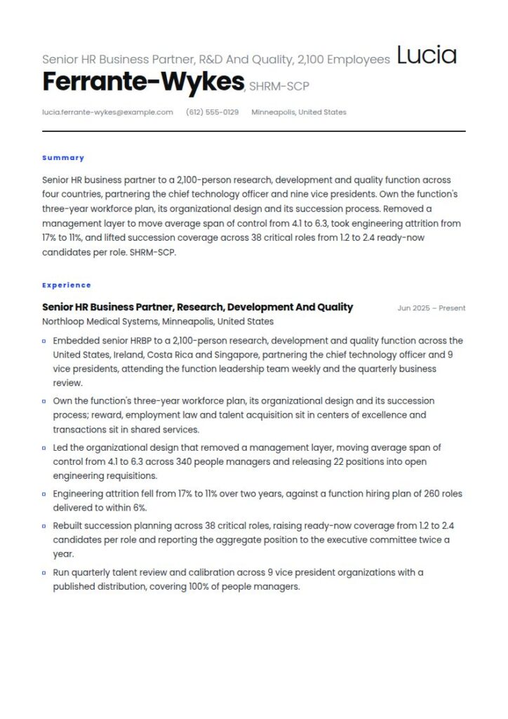 HR Business Partner Resume Examples & Templates