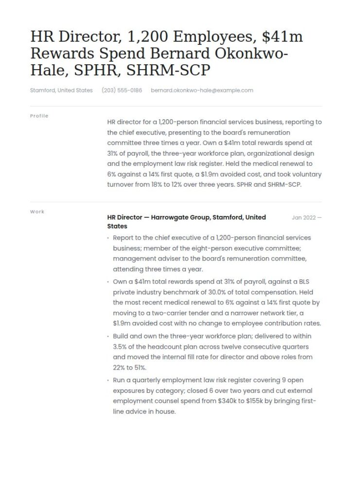 HR Director Resume Examples & Templates