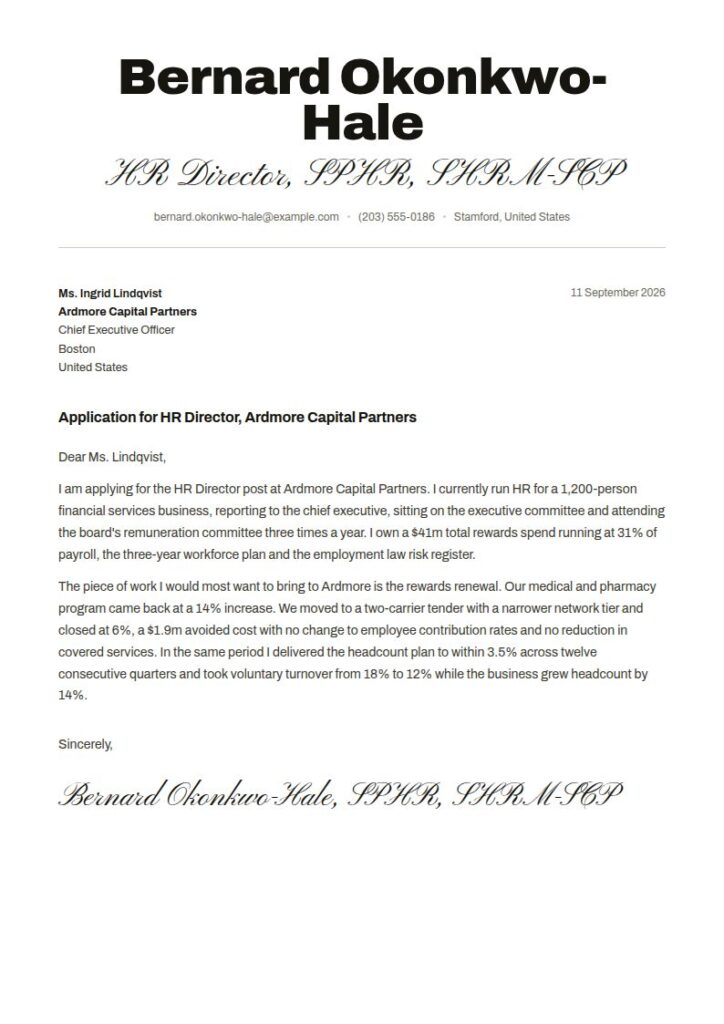 HR Director Cover Letter Examples & Templates