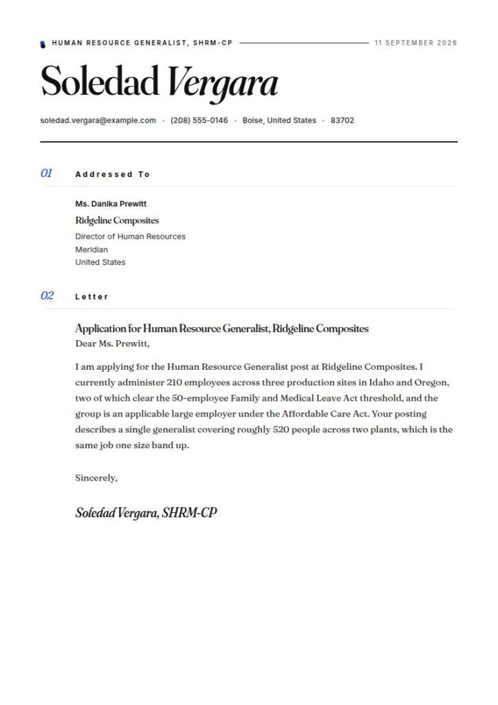 Human Resource Generalist Cover Letter Examples & Templates