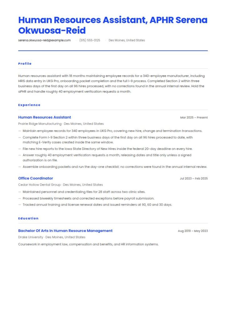 Human Resources Assistant Resume Examples & Templates