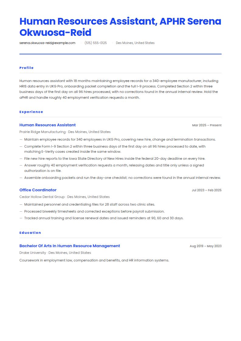 Human Resources Assistant Resume Examples & Templates