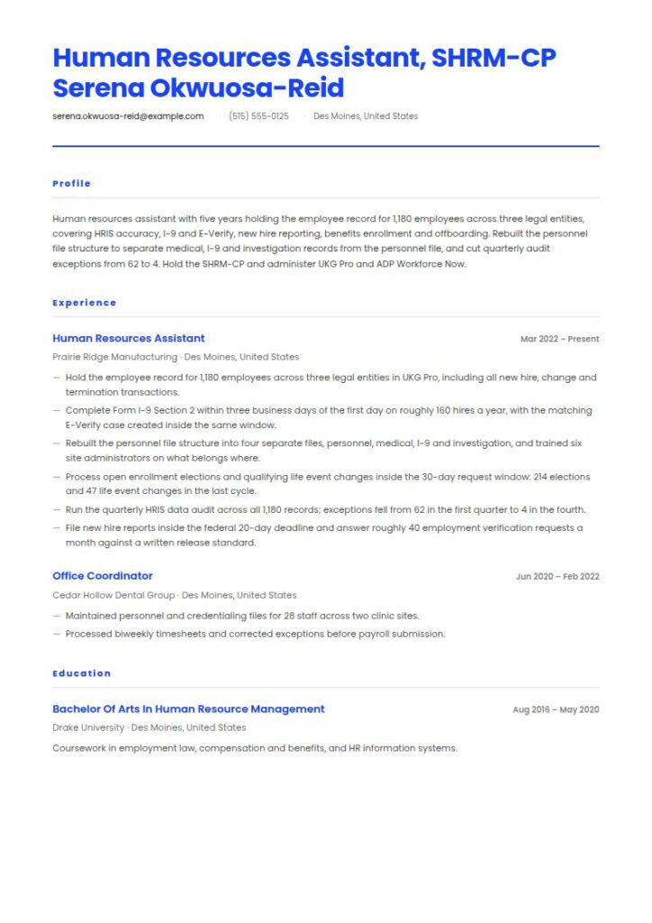 Human Resources Assistant Resume Examples & Templates