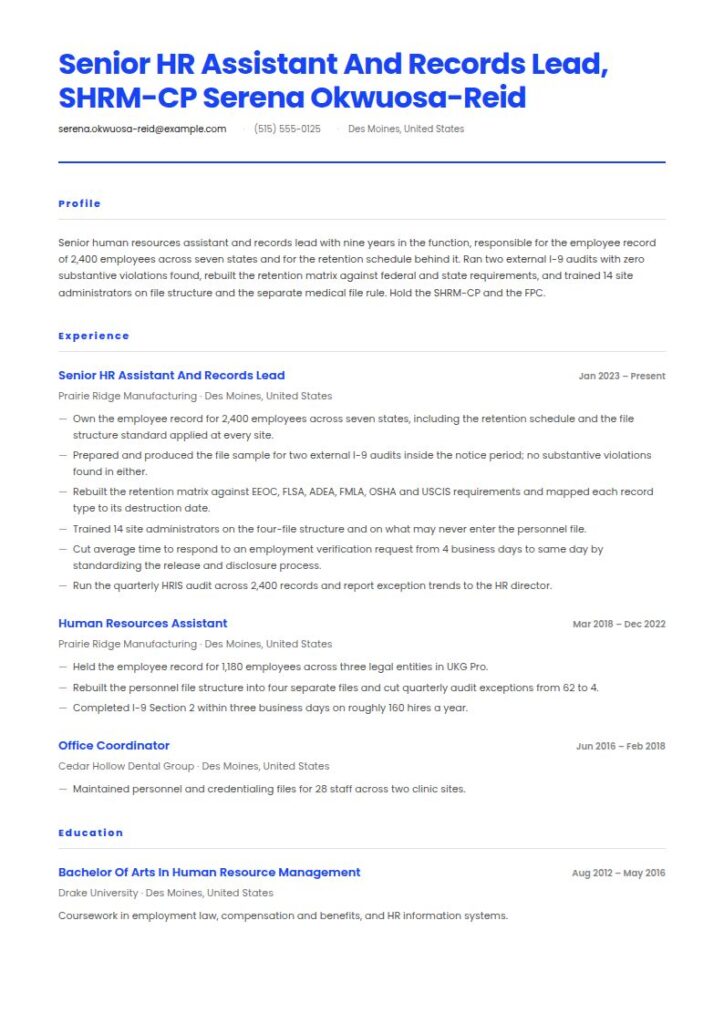 Human Resources Assistant Resume Examples & Templates