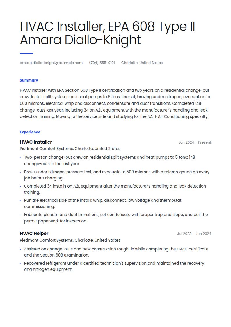 HVAC Technician Resume Examples & Templates