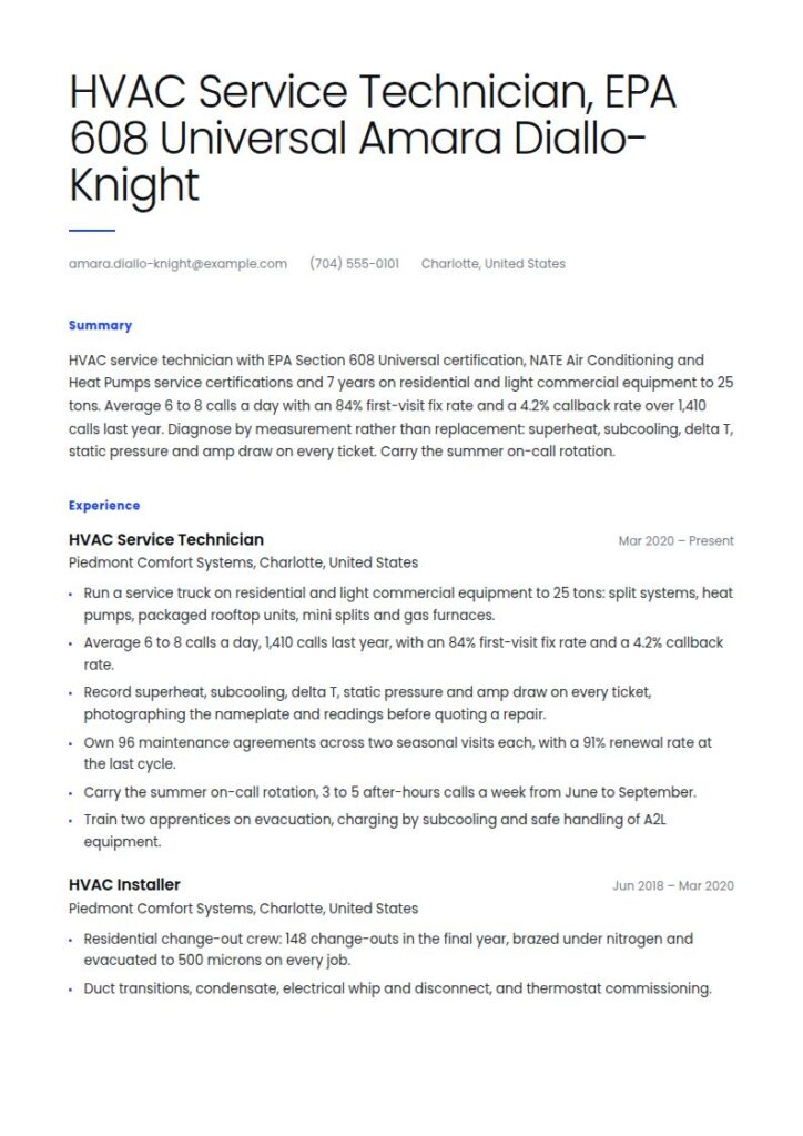HVAC Technician Resume Examples & Templates