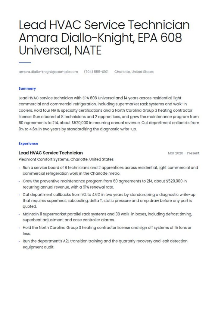 HVAC Technician Resume Examples & Templates