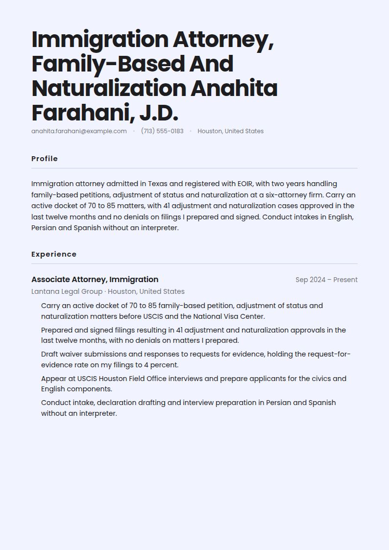 Immigration Lawyer Resume Examples & Templates