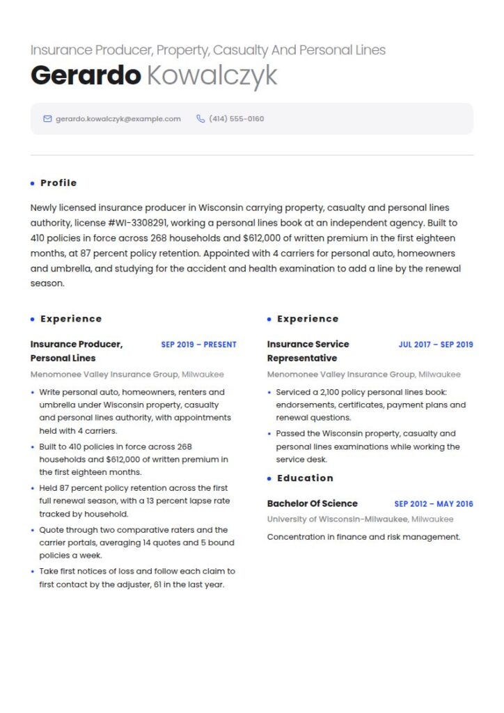 Insurance Agent Resume Examples & Templates