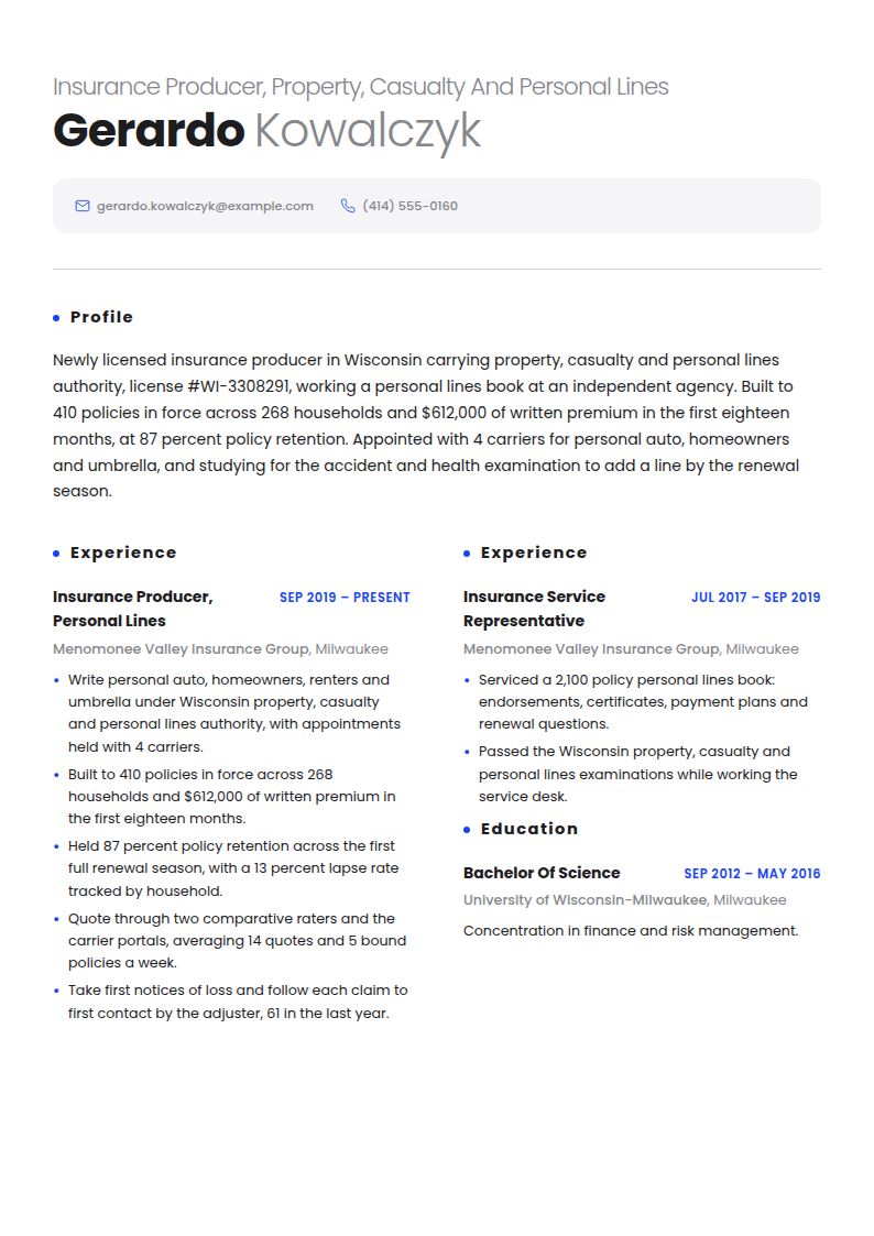 Insurance Agent Resume Examples & Templates